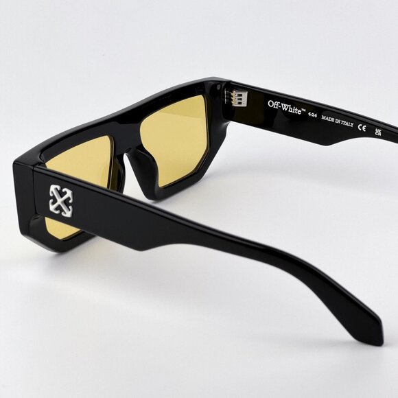 Off-White VANCOUVER Men Sunglasses Black Square Yellow Lenses | Model OERI13F - Picture 7 of 12
